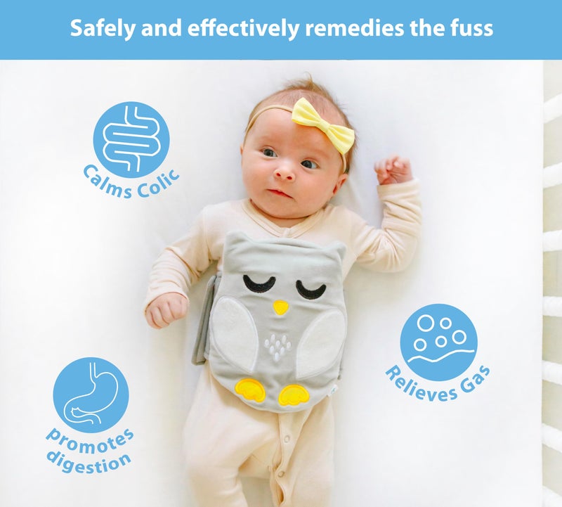 Bebon Baby Colic, Gas and Upset Stomach Relief, Baby Heated Tummy Wrap for Newborns - Belly Hugger - Infant Swaddling Belly Belt, Heating Pad with Soothing Warmth for Fussy Infants (Grey-White) - Image 2